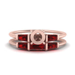 Load image into Gallery viewer, semi-mount-bar-set-ruby-ring-with-matching-3-baguette-wedding-band-in-FDENS100SMGRUDR-NL-RG