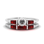 Load image into Gallery viewer, semi-mount-bar-set-ruby-ring-with-matching-3-baguette-wedding-band-in-FDENS100SMGRUDR-NL-WG