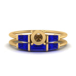 Load image into Gallery viewer, semi-mount-bar-set-sapphire-ring-with-matching-3-baguette-wedding-band-in-FDENS100SMGSABL-NL-YG