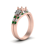Load image into Gallery viewer, semi-mount-celtic-diamond-wedding-ring-set-with-emerald-in-14K-rose-gold-FDENS2255B1SMGEMGRANGLE2-NL-RG?v=1757057026