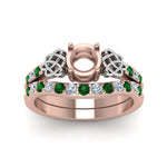 Load image into Gallery viewer, semi-mount-celtic-diamond-wedding-ring-set-with-emerald-in-14K-rose-gold-FDENS2255B1SMGEMGRANGLE5-NL-RG?v=1757057026