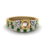 Load image into Gallery viewer, semi-mount-celtic-diamond-wedding-ring-set-with-emerald-in-14K-yellow-gold-FDENS2255B1SMGEMGR-NL-YG?v=1757057026