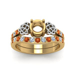 Load image into Gallery viewer, semi-mount-celtic-diamond-wedding-ring-set-with-orange-sapphire-in-14K-yellow-gold-FDENS2255B1SMGSAORANGLE5-NL-YG?v=1757057026