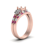 Load image into Gallery viewer, semi-mount-celtic-diamond-wedding-ring-set-with-pink-sapphire-in-14K-rose-gold-FDENS2255B1SMGSADRPIANGLE2-NL-RG?v=1757057025
