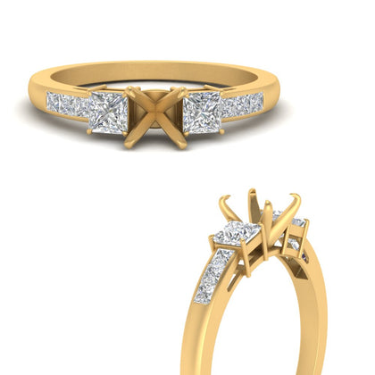 Semi Mount Channel Three Stone Classic Ring