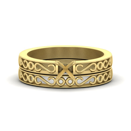 Semi Mount Filigree Single Stone Wedding Set