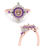 Load image into Gallery viewer, semi-mount-halo-floral-purple-topaz-engagement-ring-in-rose-gold-FD9822SMRGVITOANGLE3-NL-RG?v=1755852256