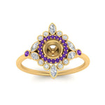 Load image into Gallery viewer, semi-mount-halo-floral-purple-topaz-engagement-ring-in-yellow-gold-FD9822SMRGVITOANGLE5-NL-YG?v=1755852256