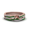 Load image into Gallery viewer, semi-mount-simple-diamond-twisted-vine-bridal-ring-sets-with-emerald-in-14K-rose-gold-FD8233SMGEMGR-NL-RG