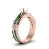 Load image into Gallery viewer, semi-mount-simple-diamond-twisted-vine-bridal-ring-sets-with-emerald-in-14K-rose-gold-FD8233SMGEMGR-NL-RG