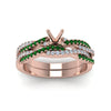 Load image into Gallery viewer, semi-mount-simple-diamond-twisted-vine-bridal-ring-sets-with-emerald-in-14K-rose-gold-FD8233SMGEMGR-NL-RG
