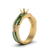 Load image into Gallery viewer, semi-mount-simple-diamond-twisted-vine-bridal-ring-sets-with-emerald-in-14K-yellow-gold-FD8233SMGEMGR-NL-YG
