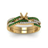 Load image into Gallery viewer, semi-mount-simple-diamond-twisted-vine-bridal-ring-sets-with-emerald-in-14K-yellow-gold-FD8233SMGEMGR-NL-YG