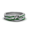Load image into Gallery viewer, semi-mount-simple-diamond-twisted-vine-bridal-ring-sets-with-emerald-in-950-Platinum-FD8233SMGEMGR-NL-WG