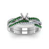 Load image into Gallery viewer, semi-mount-simple-diamond-twisted-vine-bridal-ring-sets-with-emerald-in-950-Platinum-FD8233SMGEMGR-NL-WG
