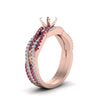 Load image into Gallery viewer, semi-mount-simple-diamond-twisted-vine-bridal-ring-sets-with-pink-sapphire-in-14K-rose-gold-FD8233SMGSADRPI-NL-RG