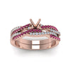 Load image into Gallery viewer, semi-mount-simple-diamond-twisted-vine-bridal-ring-sets-with-pink-sapphire-in-14K-rose-gold-FD8233SMGSADRPI-NL-RG
