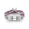 Load image into Gallery viewer, semi-mount-simple-diamond-twisted-vine-bridal-ring-sets-with-pink-sapphire-in-14K-white-gold-FD8233SMGSADRPI-NL-WG