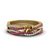 Load image into Gallery viewer, semi-mount-simple-diamond-twisted-vine-bridal-ring-sets-with-pink-sapphire-in-14K-yellow-gold-FD8233SMGSADRPI-NL-YG