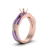 Load image into Gallery viewer, semi-mount-simple-diamond-twisted-vine-bridal-ring-sets-with-violac-topaz-in-14K-rose-gold-FD8233SMGVITO-NL-RG