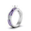 Load image into Gallery viewer, semi-mount-simple-diamond-twisted-vine-bridal-ring-sets-with-violac-topaz-in-14K-white-gold-FD8233SMGVITO-NL-WG