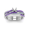 Load image into Gallery viewer, semi-mount-simple-diamond-twisted-vine-bridal-ring-sets-with-violac-topaz-in-950-Platinum-FD8233SMGVITO-NL-WG