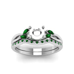Load image into Gallery viewer, semi-mount-twisted-diamond-bridal-set-with-emerald-in-14K-white-gold-FD8300RSMGEMGR-NL-WG.jpg