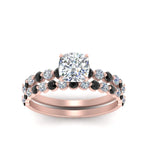 Load image into Gallery viewer, shared-prong-cushion-engagement-and-wedding-ring-set-with-black-diamond-in-FDENS3023CUGBLACK-NL-RG