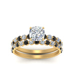 Load image into Gallery viewer, shared-prong-cushion-engagement-and-wedding-ring-set-with-black-diamond-in-FDENS3023CUGBLACK-NL-YG