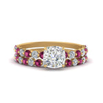 Load image into Gallery viewer, shared-prong-cushion-engagement-and-wedding-ring-set-with-pink-sapphire-in-FDENS3023CUGSADRPI-NL-YG