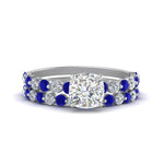 Load image into Gallery viewer, shared-prong-cushion-engagement-and-wedding-ring-set-with-sapphire-in-FDENS3023CUGSABL-NL-WG