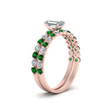 Load image into Gallery viewer, shared-prong-emerald-cut-engagement-and-wedding-ring-set-with-emerald-in-FDENS3023EMGEMGR-NL-RG