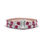 Load image into Gallery viewer, shared-prong-emerald-cut-engagement-and-wedding-ring-set-with-pink-sapphire-in-FDENS3023EMGSADRPI-NL-RG