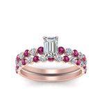 Load image into Gallery viewer, shared-prong-emerald-cut-engagement-and-wedding-ring-set-with-pink-sapphire-in-FDENS3023EMGSADRPI-NL-RG