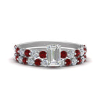 Load image into Gallery viewer, shared-prong-emerald-cut-engagement-and-wedding-ring-set-with-ruby-in-FDENS3023EMGRUDR-NL-WG