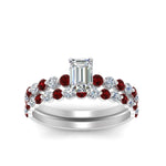 Load image into Gallery viewer, shared-prong-emerald-cut-engagement-and-wedding-ring-set-with-ruby-in-FDENS3023EMGRUDR-NL-WG