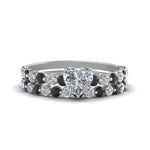 Load image into Gallery viewer, shared-prong-heart-engagement-and-wedding-ring-set-with-black-diamond-in-FDENS3023HTGBLACK-NL-WG