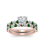 Load image into Gallery viewer, shared-prong-heart-engagement-and-wedding-ring-set-with-emerald-in-FDENS3023HTGEMGR-NL-RG