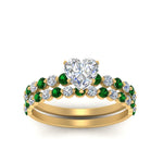 Load image into Gallery viewer, shared-prong-heart-engagement-and-wedding-ring-set-with-emerald-in-FDENS3023HTGEMGR-NL-YG