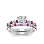 Load image into Gallery viewer, shared-prong-heart-engagement-and-wedding-ring-set-with-pink-sapphire-in-FDENS3023HTGSADRPI-NL-WG