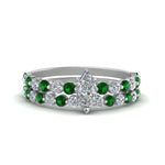 Load image into Gallery viewer, shared-prong-marquise-engagement-and-wedding-ring-set-with-emerald-in-FDENS3023MQGEMGR-NL-WG