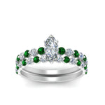 Load image into Gallery viewer, shared-prong-marquise-engagement-and-wedding-ring-set-with-emerald-in-FDENS3023MQGEMGR-NL-WG