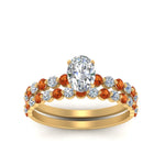 Load image into Gallery viewer, shared-prong-oval-engagement-and-wedding-ring-set-with-orange-sapphire-in-FDENS3023OVGSAOR-NL-YG