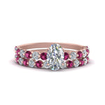 Load image into Gallery viewer, shared-prong-oval-engagement-and-wedding-ring-set-with-pink-sapphire-in-FDENS3023OVGSADRPI-NL-RG