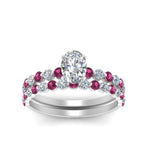 Load image into Gallery viewer, shared-prong-oval-engagement-and-wedding-ring-set-with-pink-sapphire-in-FDENS3023OVGSADRPI-NL-WG