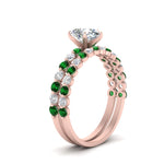 Load image into Gallery viewer, shared-prong-pear-engagement-and-wedding-ring-set-with-emerald-in-FDENS3023PEGEMGR-NL-RG