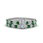 Load image into Gallery viewer, shared-prong-pear-engagement-and-wedding-ring-set-with-emerald-in-FDENS3023PEGEMGR-NL-WG
