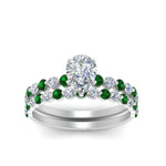 Load image into Gallery viewer, shared-prong-pear-engagement-and-wedding-ring-set-with-emerald-in-FDENS3023PEGEMGR-NL-WG