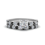 Load image into Gallery viewer, shared-prong-princess-cut-engagement-and-wedding-ring-set-with-black-diamond-in-FDENS3023PRGBLACK-NL-WG