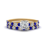 Load image into Gallery viewer, shared-prong-princess-cut-engagement-and-wedding-ring-set-with-sapphire-in-FDENS3023PRGSABL-NL-YG